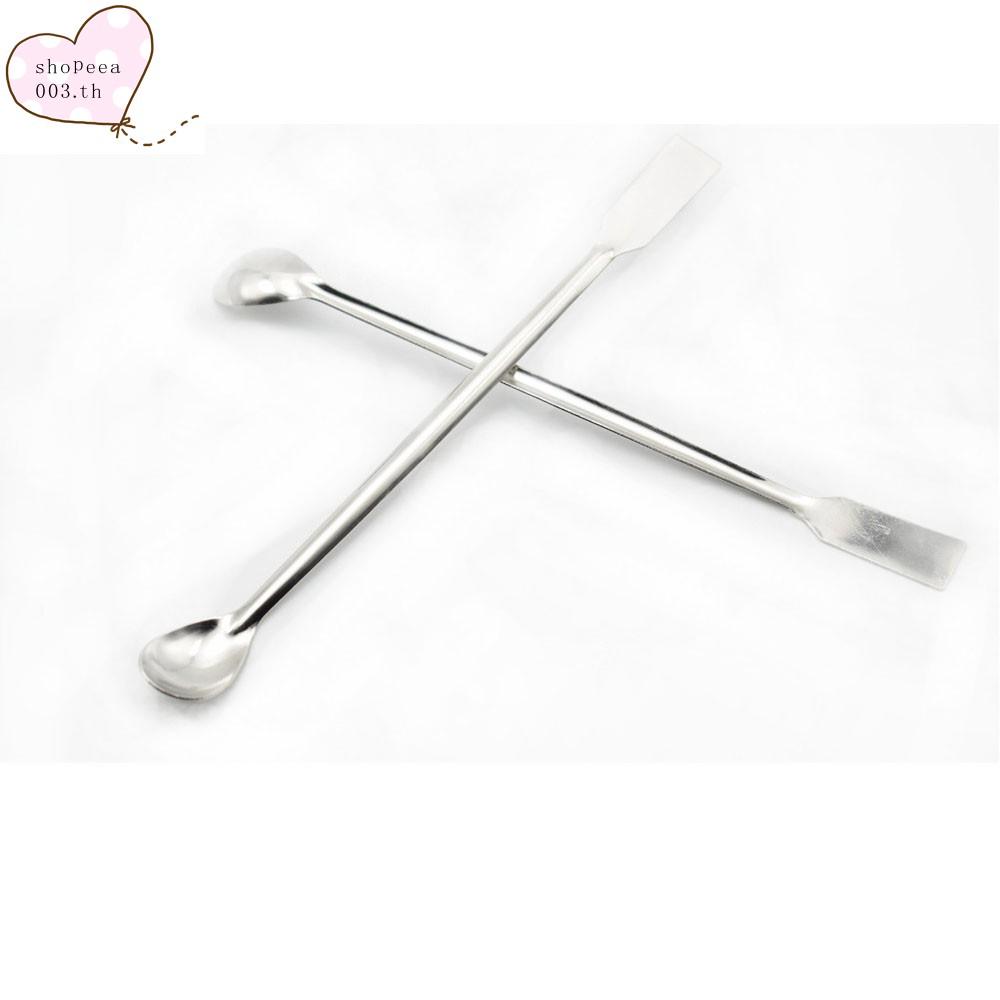 Hot Double End Reagent 20cm Length Lab Spatula Tool Sampling Spoon Stainless Steel