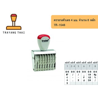 ตรายางตัวเลข 8 หลัก ตัวเลขสูง 4 มม. แบรนด์ trodat รุ่น TR-1548