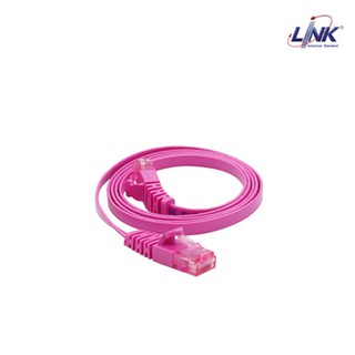 LINK CAT5E UTP Cable FLAT PATCH CORD สีชมพู ความยาว 1 เมตร 2 เมตร 3 เมตร และ 5 เมตร