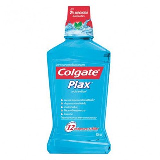 Colgate Plax คอลเกต น้ำยาบ้วนปาก เปปเปอร์มินทร์ เฟรช สีฟ้า ขนาด 500ml/ขวด แพ็คละ2ขวด Papermint Fresh