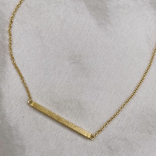 Brushed Gold Bar Necklace, 18K Gold Plated, Sterling Silver Necklace N0011 | สร้อยคอ สร้อยคอจี้ เงินแท้ ทองแท้