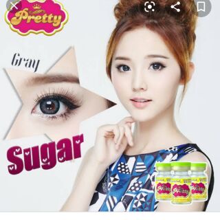 คอนแทคเลนส์ Pretty Lens  Eff.18 Sugar gray-brown💕