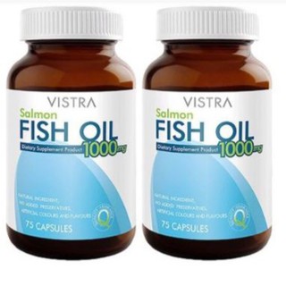 Vistra Salmon Fish Oil (75 Tablets)วิสทร้า น้ำมันปลาแซลมอน 75เม็ด x(2 ขวด)  .