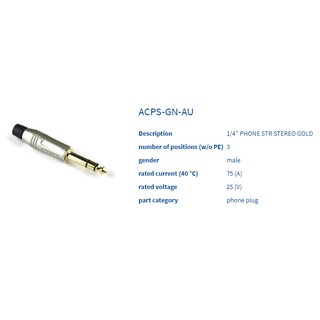 ACPS-GN Amphenol Phone Plug 1/4" (6.35mm) Stereo Nickel Shell ปลั๊กโฟนสเตอริโอ 1/4" ยี่ห้อแอมฟีนอล