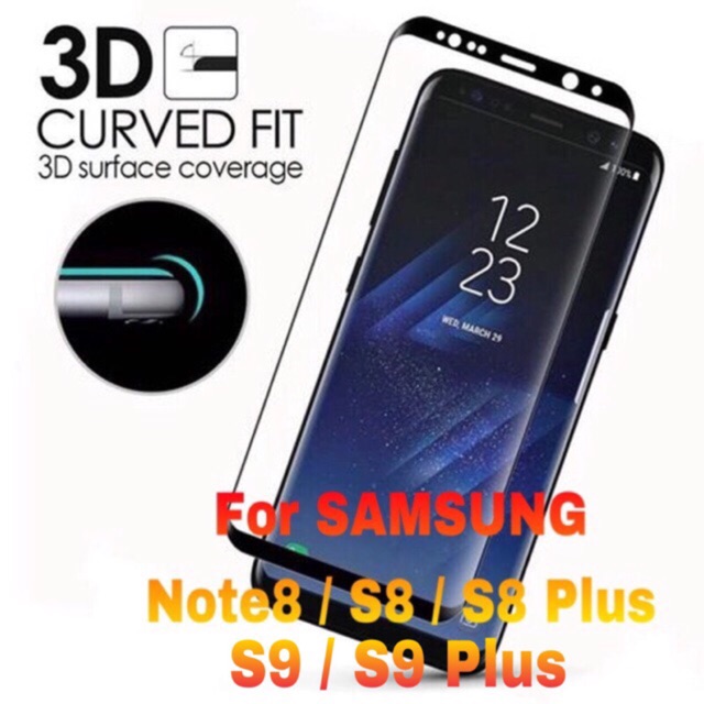 🔥ถูกมาก🔥 ฟิล์ม S8 / S8 Plus / Note8 / S9 / S9 Plus / Note9 ฟิล์มกระจกเต็มจอ Samsung 3D สีดำ