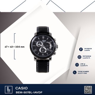 นาฬิกาข้อมือ Casio รุ่น BEM-507BL-1AVDF นาฬิกาข้อมือผู้ชาย สายหนังแท้