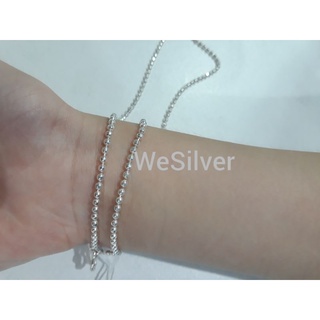 พร้อมส่ง😊สร้อยคอ เงินแท้ ขนาด 14/17 /20/24 นิ้ว ลายบอลเหลี่ยม