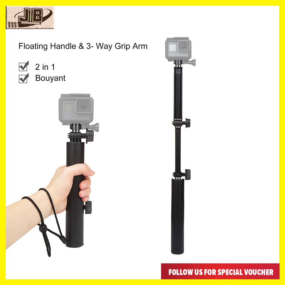 ไม้เซลฟี่สามพับใหม่สําหรับ Gopro Hero 5/6/7 AKASO Brave DJI Osmo Action Sports Camera ไม้เซลฟี่สามทา