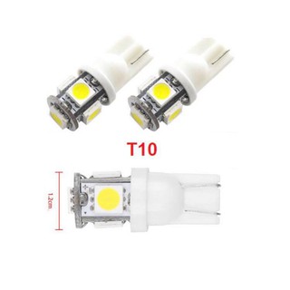 หลอดไฟหรี่ ไฟส่องป้าย ไฟส่องแผนที่ LED T10 5SMD สีขาว 6000K