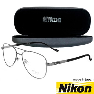 Nikon แว่นตา รุ่น 1404 สีเทา กรอบเต็ม ขาสปริง วัสดุ นิกเกิลฟรี (สำหรับตัดเลนส์) Eyeglasses