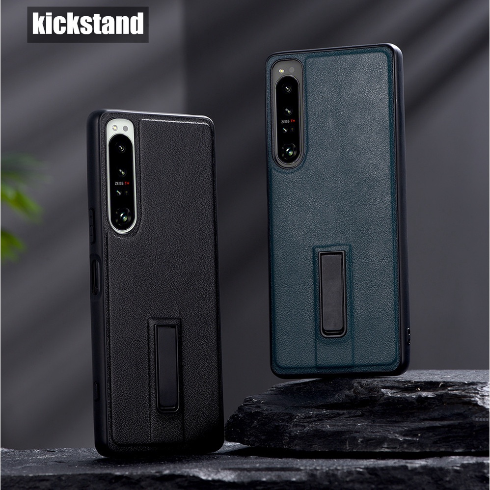 Luxury เคส Sony Xperia 1 5 10 II III IV รุ่น TPU Bumper Stand Case Metal Kickstand Vertical Cover Case