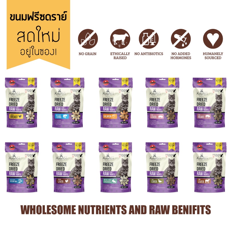 เคลลี่แอนด์โค (KELLY & CO'S) ขนมฟรีซดราย 40กรัม สำหรับแมว