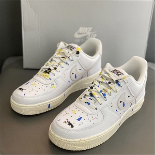 Air Force 1 white ink splash รองเท้าผ้าใบหุ้มข้อต่ำ