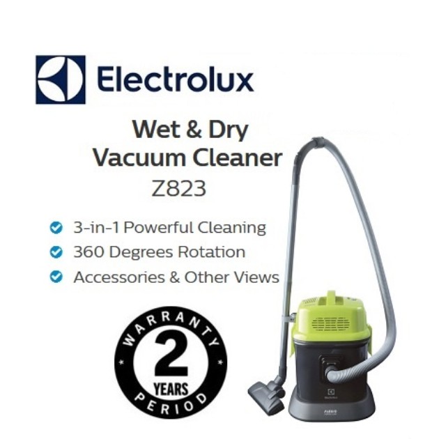 ELECTROLUX เครื่องดูดฝุ่นและน้ำ รุ่น Z823 กำลังมอเตอร์ 1,400W กำลังไฟ 220 วัตต์ รับประกันสินค้า 2ปี