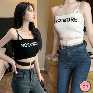 🎇 New2023 🎇 เสื้อสายเดี่ยว ลาย ROCK MORE สายปรับได้