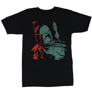 เสื้อยืดคู่รัก เสื้อยืดแขนสั้น Boba Fett Close Up Image mens cotton classic fashion round neck T-shirt