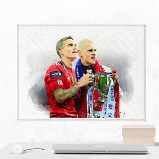 โปสเตอร์ ผ้าแคนวาส Daniel Agger + Martin Skrtel Liverpool ตำนาน นักเตะ ลิเวอร์พูล ภาพวาด ศิลปะ นักบอล นักฟุตบอล