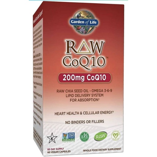 💥พร้อมส่ง💥Garden of Life Raw CoQ10 200mg , 60 Count