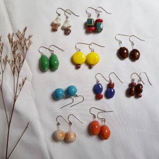 Ceramic earrings ต่างหูเซรามิค แฮนเมด handmade ต่างหูน่ารัก