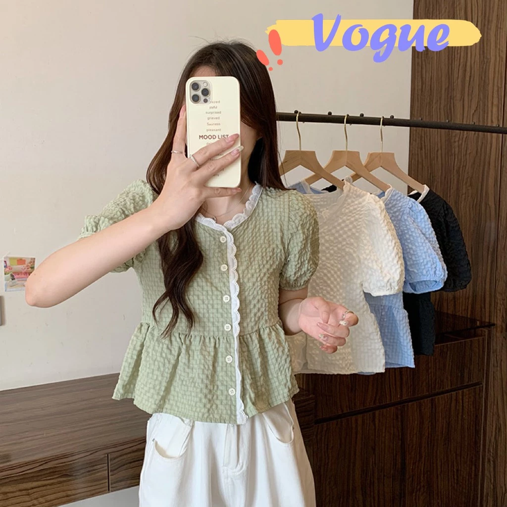 Vogue🌟พร้อมส่ง🌟 เสื้อไหมพรมแขนสั้น น่ารักสไตล์เกาหลี่มาก (60109)