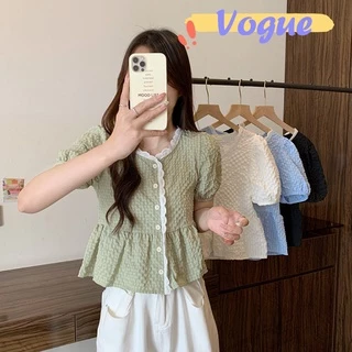 Vogue🌟พร้อมส่ง🌟 เสื้อไหมพรมแขนสั้น น่ารักสไตล์เกาหลี่มาก (60109)