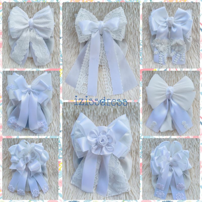 [สีขาวSet 1/2]เน็ตเก็บผมสีขาว กิ๊บติดผม เน็ตโบว์ เน็ตติดผม เนตคลุมผม เน็ทติดผม เน็ตโบว์สีขาว เน็ทเก็