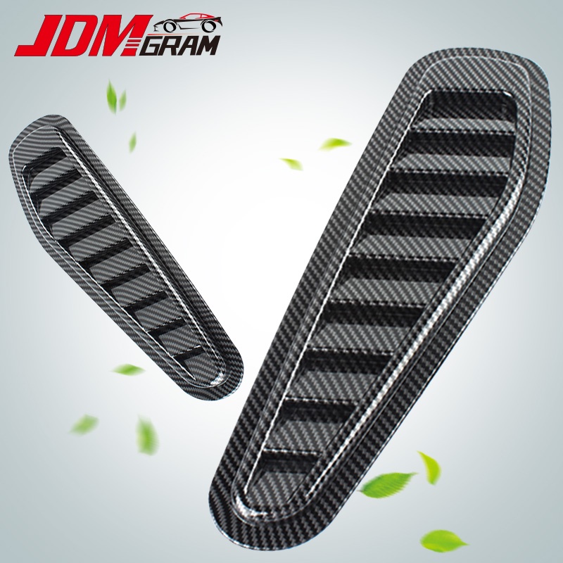 JDMGRAM คาร์บอนไฟเบอร์รถ Air Flow Vent สติกเกอร์ 2 ชิ้นเครื่องยนต์ Hook Bonnet สติกเกอร์ Universal J