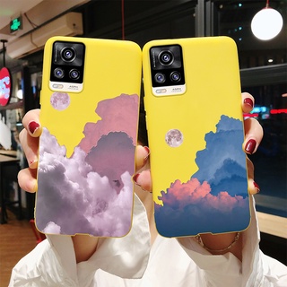 เคสโทรศัพท์มือถือแบบนิ่ม ลายก้อนเมฆ ดวงจันทร์ สีน้ํา สําหรับ Vivo V20 SE V21 V21e 4G 5G V2022 V2025 V2050 V2066 V2061