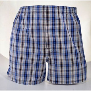 บ๊อกเซอร์ Boxer Cotton 100% สีและแบบตามภาพเลย รับประกันคุณภาพดี ยืดได้ ใส่สบาย(ลายสก๊อตฟ้า)