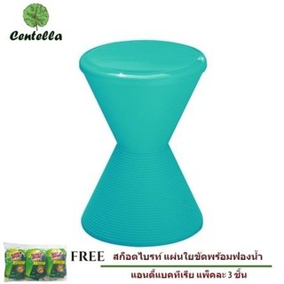 chairพลาสติก DRUM STOOL LBL ฟ้า HOME LIVING ฟรี ฟองน้ำทำความสะอาด 3 ชิ้น