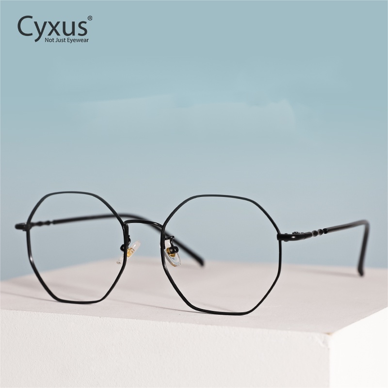 Cyxus แว่นตา กรอบโลหะไทเทเนียม ป้องกันรังสียูวี สําหรับผู้ชาย และผู้หญิง 8091