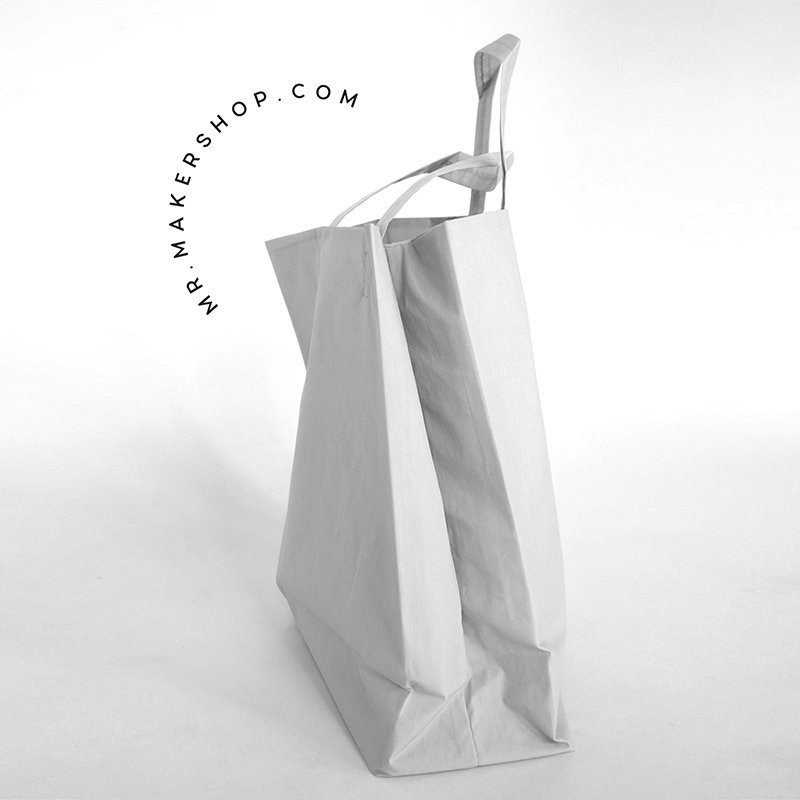 Mr.802 กระเป๋า Mimic Paper Bag สีเทาอ่อน