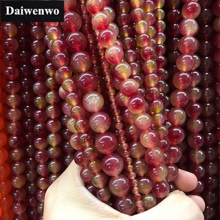 Watermelon Chalcedony Beads แตงโมโมราลูกปัด 4-12 มิลลิเมตรรอบธรรมชาติหลวมหินลูกปัดเครื่องประดับ DIY