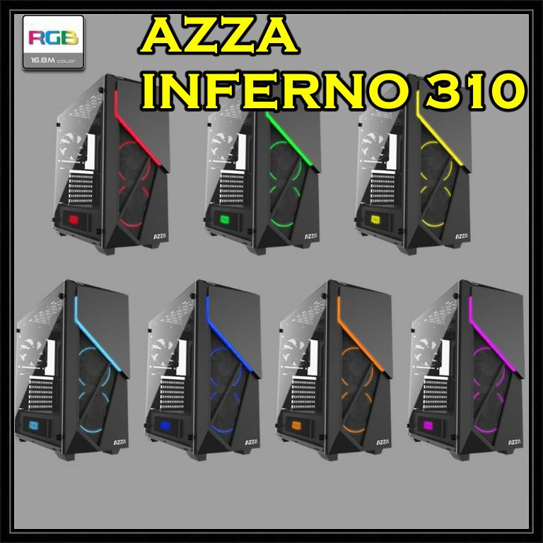 CASE (เคส) AZZA Mid Tower Gaming Computer Case Inferno 310 - Black - Warranty 1 - Y