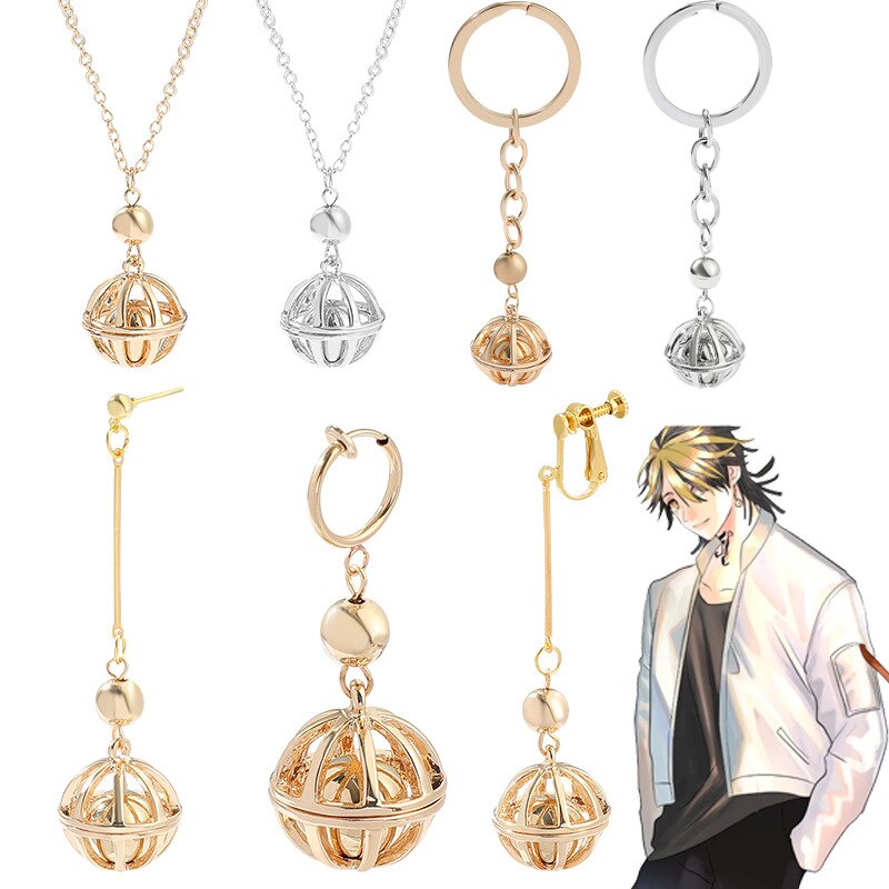 อะนิเมะ Tokyo Revengers Kazutora Hanemiya ต่างหู Hollow Ball จี้ Dangle ต่างหูคอสเพลย์เครื่องประดับอ