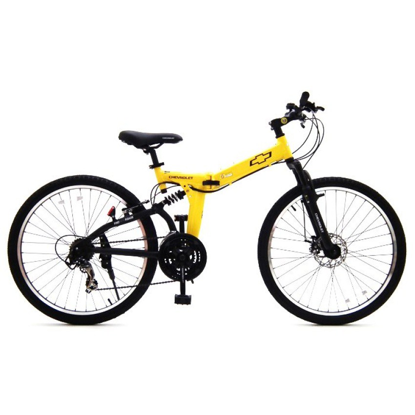 (ใส่โค้ด SUN423DA ลด 70.- ไม่มีขั้นต่ำ)Chevrolet Folding bike จักรยานเสือภูเขา พับได้ รุ่น MTB 2621 ( สีเหลือง )