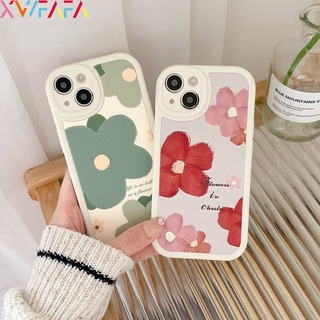 เคสโทรศัพท์มือถือนิ่ม ป้องกันกล้อง ลายดอกไม้น่ารัก สีเขียว สีแดง เรียบง่าย สําหรับ Samsung A73 A53 A33 A23 M23 F23 A13 A03 A03S A52 A52s A72 A32 A22 M22 M32 F22 A12 M12 F12