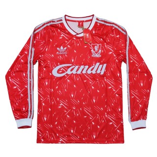 Liverpool 1990 เสื้อลิเวอร์พูลย้อนยุค เสื้อลิเวอร์พูลแขนยาว เสื้อบอลลิเวอร์พูลรุ่นเก่า เสื้อลิเวอร์พูลใบไผ่