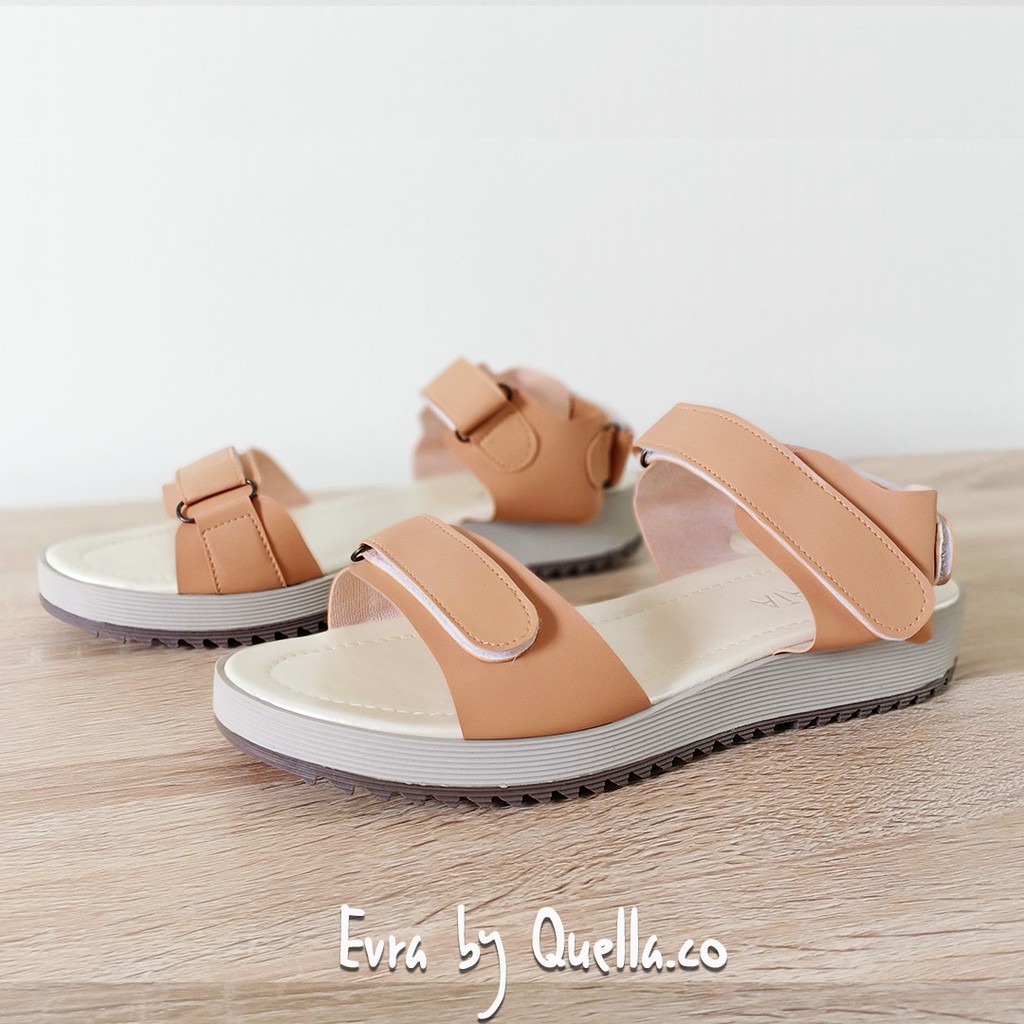 Hitam PUTIH MERAH Evra รองเท้าแตะสําหรับผู้หญิงสีน้ําตาล Maroon Pink Beige สีดําสีขาวสีแดงสีชมพูน้ํา