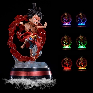 โมเดลวันพีช Luffy (Wano with LED Ver.) Fire fist เบา เวอร์ชัน Straw Hat Pirate One Piece Monkey D Luffy  PVC Figure การ์ตูน PVC GK Figure การฟื้นฟูฉาก ฟิกเกอร์ Red Rock OnePiece Anime Ace