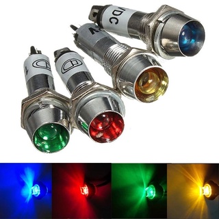 หลอดแลมป์ 8mm โลหะ LED ไฟสัญญาณไฟแสดงสถานะสีเขียวสีแดงสีส้ม 12VDC 24VDC 220VAC PILOT ไฟเตือน