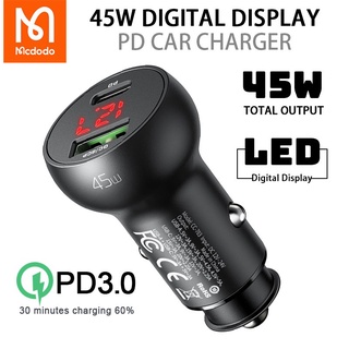 [MCDODO] 45W PD จอแสดงผลดิจิตอลที่ชาร์จแบตในรถ LED สมาร์ทจอแสดงผลดิจิตอล