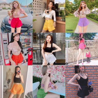 TW12666กางเกงขาสั้นทรงบาร์บี้สีพื้น รายละเอียดสินค้า กางเกงขาสั้นสุดคิ้วท์ ทรงบาร์บี้ แมทกับอะไรก็สวย เนื้อผ้าซุปเปอร์ไม