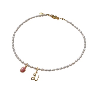 Middle M Jewelry สร้อยมุก baby pearl ตัวอักษรไทยสีทอง