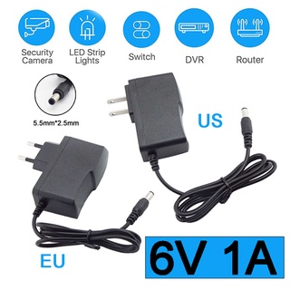 อะแดปเตอร์แปลงพาวเวอร์ซัพพลายกล้องวงจรปิด AC 100V-240V DC 6V 1A 1000ma สําหรับแถบไฟ LED