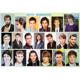 โปสเตอร์ ทรงผมชาย Mens Hairstyles Poster 24”x35” Inch Fashion Barber Salon Hairdresser v3