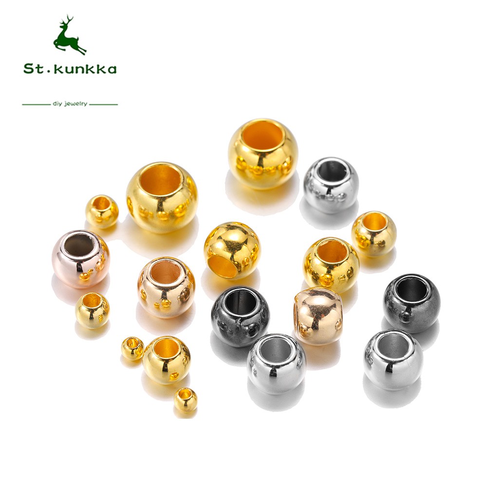 St.kunkka ลูกปัด Non-Metal Spacer-Gold/Rose Gold/Rhodium (4 x 6 x 8 x 10 x 12 มม./100 ชิ้น)