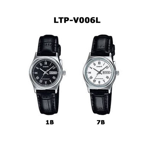 Casio Standard นาฬิกาข้อมือผู้หญิง สายหนัง สีดำ รุ่น LTP-V006L,LTP-V006L-1B,LTP-V006L-7B