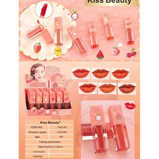 ⚡FLASH SALE⚡♡พร้อมส่ง  Kiss Beauty No70523-03 Fruit Lipgloss โทนส้มๆ แดงก่ำๆ (24pcs in a box)