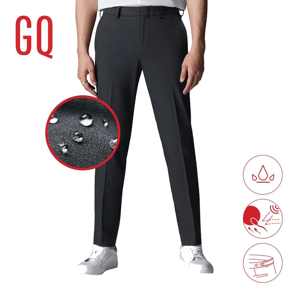 GQ Perfect Pants™ กางเกงขายาวผ้าสะท้อนน้ำ สีเทาเข้ม [2 ชิ้นเพียง 3,190.-]